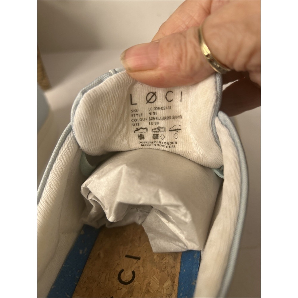 Loci Women's Light Blue Nine Vegan Low-Top Court Sneaker Shoes Size Eu 38 US 7 - Picture 8 of 12